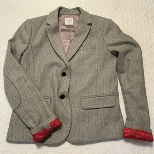 The Academy Blazer by GAP - Gray Wool Blend Herringbone w/Red Accents Women’s 6